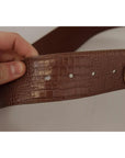 Dolce & Gabbana Brown Wide Waist Leather Gold Oval Metal Buckle Belt