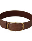 Dolce & Gabbana Brown Wide Waist Leather Gold Oval Metal Buckle Belt