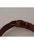 Dolce & Gabbana Brown Wide Waist Leather Gold Oval Metal Buckle Belt