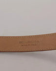 Dolce & Gabbana Brown Leather Gold Engraved Metal Buckle Belt