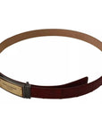 Dolce & Gabbana Brown Leather Gold Engraved Metal Buckle Belt