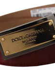 Dolce & Gabbana Brown Leather Gold Engraved Metal Buckle Belt