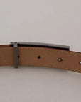Dolce & Gabbana Brown Leather Gold Engraved Metal Buckle Belt