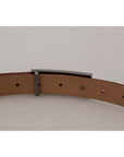 Dolce & Gabbana Brown Leather Gold Engraved Metal Buckle Belt