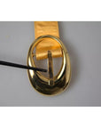 Dolce & Gabbana Gold Satin Leather Oval Metal Buckle Belt