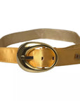 Dolce & Gabbana Gold Satin Leather Oval Metal Buckle Belt