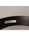 Dolce & Gabbana Dark Brown Wide Calf Leather Logo Round Buckle Belt