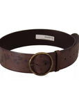 Dolce & Gabbana Dark Brown Wide Calf Leather Logo Round Buckle Belt