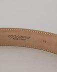Dolce & Gabbana Beige Leather Crystal Buckle Women Belt