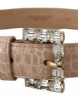 Dolce & Gabbana Beige Leather Crystal Buckle Women Belt
