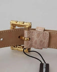 Dolce & Gabbana Beige Leather Crystal Buckle Women Belt