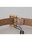 Dolce & Gabbana Beige Leather Crystal Buckle Women Belt