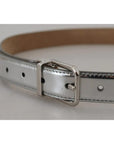 Dolce & Gabbana Silver Leather Metal Buckle Belt