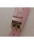 Dolce & Gabbana Pink Jaquard Embroidered Gold Tone Metal Buckle Belt