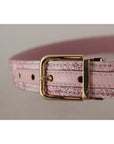 Dolce & Gabbana Pink Jaquard Embroidered Gold Tone Metal Buckle Belt