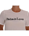 Dolce & Gabbana Silk Sequined 'Italia Is Love' White Blouse