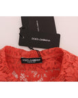 Dolce & Gabbana Elegant Orange Floral Lace Crystal Cardigan Blouse