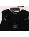 Dolce & Gabbana Black Floral Sequined Cami Blouse