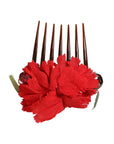Dolce & Gabbana Red Silk Floral Gold Brass Women Hair Comb