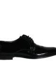 Dolce & Gabbana Black Calfskin Leather Derby Men Dress Shoes