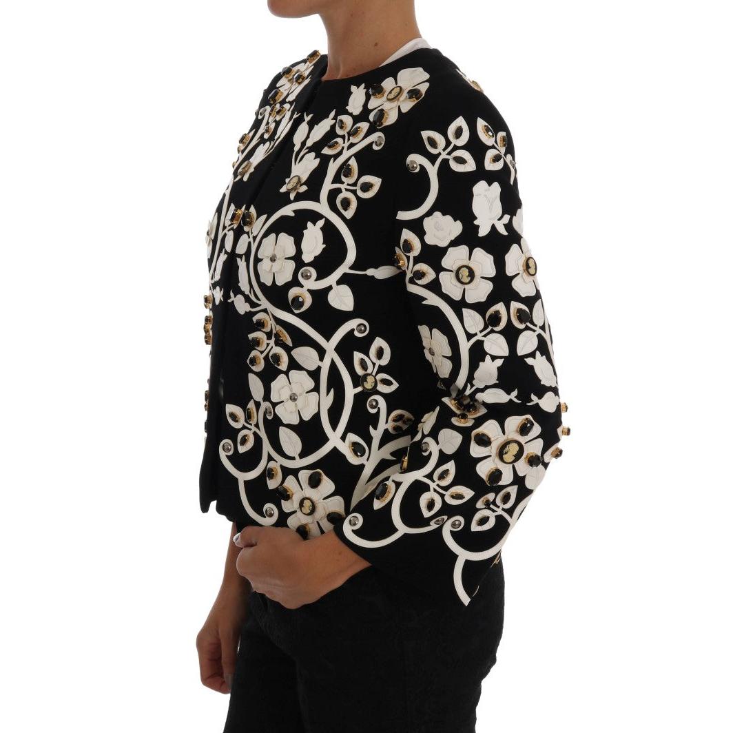 Dolce & Gabbana Floral Embroidered Crystal Wool Coat Jacket