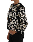 Dolce & Gabbana Floral Embroidered Crystal Wool Coat Jacket