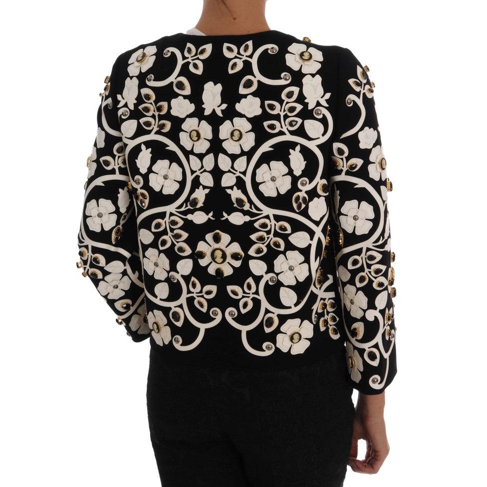 Dolce & Gabbana Floral Embroidered Crystal Wool Coat Jacket