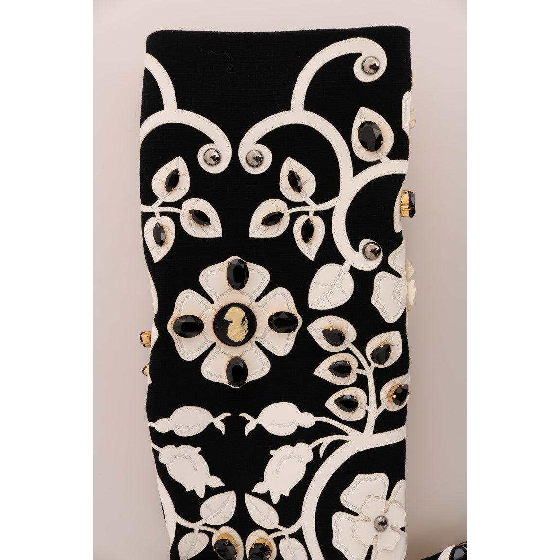 Dolce & Gabbana Floral Embroidered Crystal Wool Coat Jacket