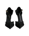 Dolce & Gabbana Black Mesh T-strap Stiletto High Heels Shoes