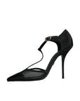 Dolce & Gabbana Black Mesh T-strap Stiletto High Heels Shoes