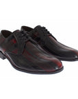 Dolce & Gabbana Elegant Black Bordeaux Striped Leather Dress Shoes