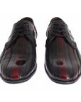 Dolce & Gabbana Elegant Black Bordeaux Striped Leather Dress Shoes