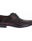 Dolce & Gabbana Elegant Black Bordeaux Striped Leather Dress Shoes
