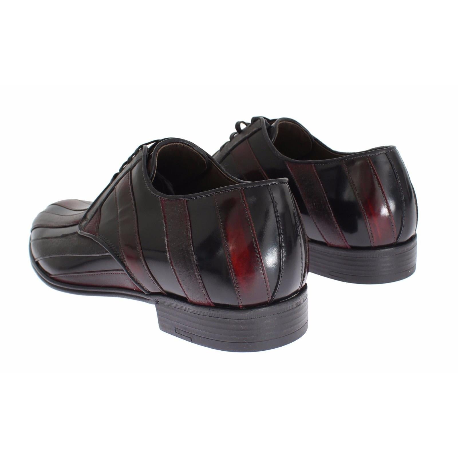 Dolce & Gabbana Elegant Black Bordeaux Striped Leather Dress Shoes