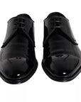 Dolce & Gabbana Black Calfskin Leather Derby Men Dress Shoes