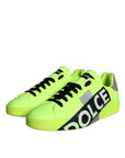 Dolce & Gabbana Neon Green Logo Tape Low Top Sneakers Shoes