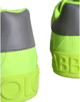 Dolce & Gabbana Neon Green Logo Tape Low Top Sneakers Shoes