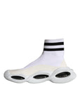 Dolce & Gabbana White Black Slip On Wave Socks Sneakers Shoes