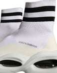 Dolce & Gabbana White Black Slip On Wave Socks Sneakers Shoes