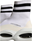 Dolce & Gabbana White Black Slip On Wave Socks Sneakers Shoes