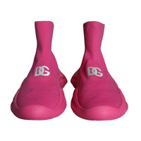 Dolce & Gabbana Pink Logo Print Slip On Socks Sneakers Shoes