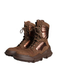 Dolce & Gabbana Brown Suede Leather Military Combat Men Boots Shoes