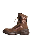 Dolce & Gabbana Brown Suede Leather Military Combat Men Boots Shoes