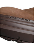 Dolce & Gabbana Brown Suede Leather Military Combat Men Boots Shoes