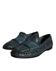Dolce & Gabbana Blue Woven Leather Slip On Loafers Men Shoes