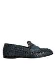 Dolce & Gabbana Blue Woven Leather Slip On Loafers Men Shoes