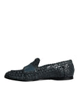 Dolce & Gabbana Blue Woven Leather Slip On Loafers Men Shoes