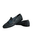 Dolce & Gabbana Blue Woven Leather Slip On Loafers Men Shoes