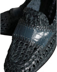 Dolce & Gabbana Blue Woven Leather Slip On Loafers Men Shoes