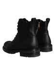 Dolce & Gabbana Black Lace Up Mid Calf Boots Men Shoes